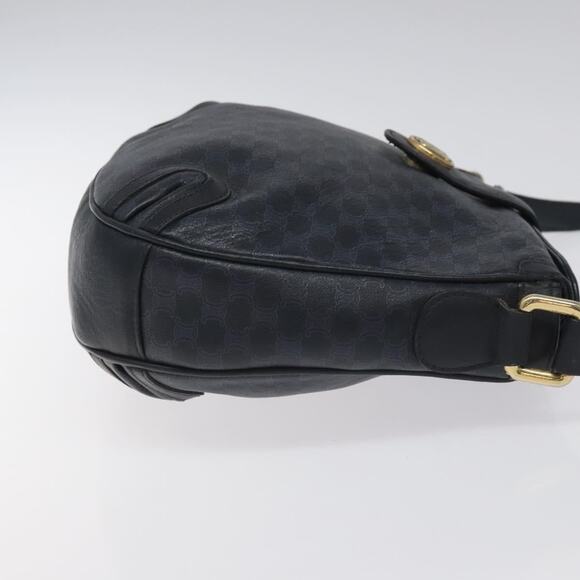 CELINE Macadam Canvas Shoulder Bag Leather Navy Gold - Picture 4 of 12